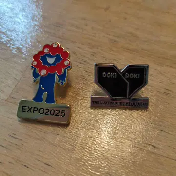 오사카 엑스포 2025 미야쿠미야쿠 핀 배지와 룩셈부르크 핀 배지