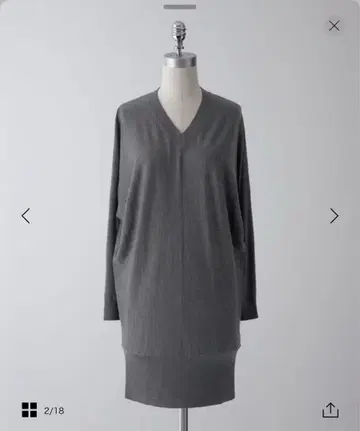 유나이티드 애로우즈 V넥 니트 튜닉 그레이 프리 사이즈