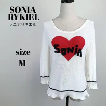 [ a1249 ] SONIA RYKIEL 7부 소매 니트 하트 38 로고