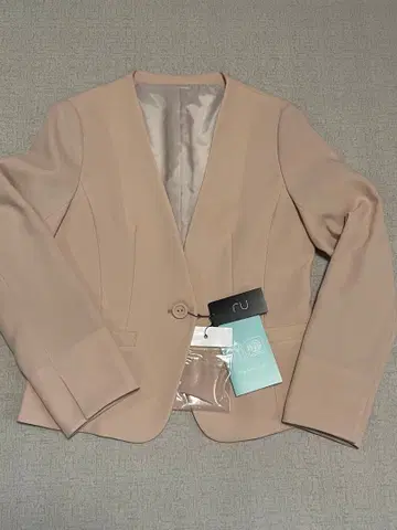 핑크 베이지 노카라 자켓 M 사이즈