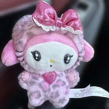 산리오 갸루 고양이 헬로키티 마스코트 키링 레오파드 무늬 핑크