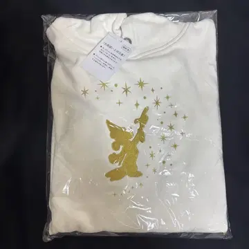 디즈니 화이트 후드티 골드 컬러 자수