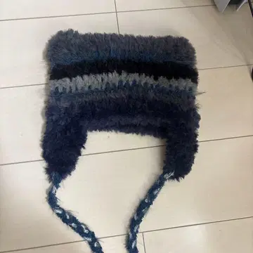 고양이 귀 니트 모자 핸드메이드 니트 블루 그레이 네이비