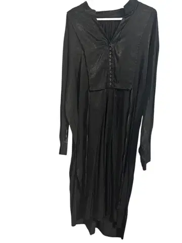 블랙 롱 기장 셔츠/블라우스