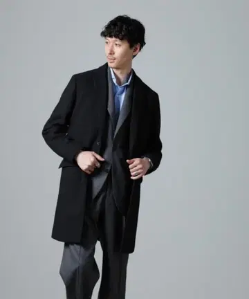 울 블렌드 멜톤 체스터 코트 나노 유니버스 M 사이즈 블랙