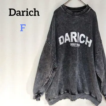 다리치 피그먼트 드롭 풀오버 트레이닝복 데미지 가공 로고