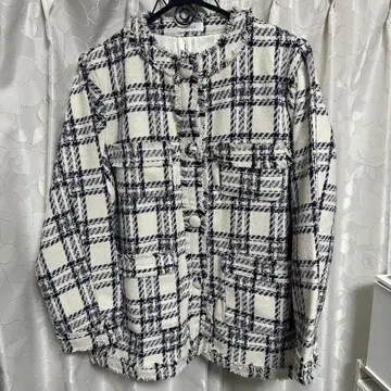 darich 체크 프린지 트위드 자켓