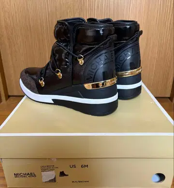 MICHAEL KORS 하이컷 스니커즈 US 6M 블랙/브라운