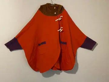 오렌지 후드 부착 판초