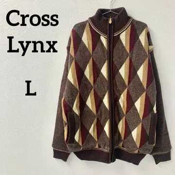 CrossLynx 아가일 무늬 지퍼 니트 L 사이즈