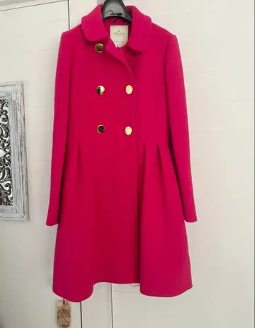 케이트 스페이드 핑크 더블 브레스트 코트