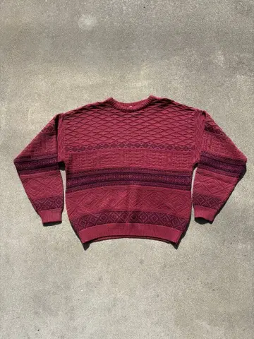 버건디 다이아몬드 패턴 니트 스웨터 00s