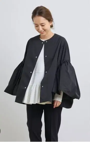 벌룬 슬리브 블랙 자켓