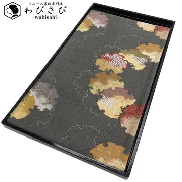 후쿠로 오비 설륜에 사슴 무늬 칠보 문양 철서색 금실 O-2607