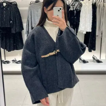 새상품급 ZARA 자라 숏 기모노풍 코트 XS-S 그레이 토글