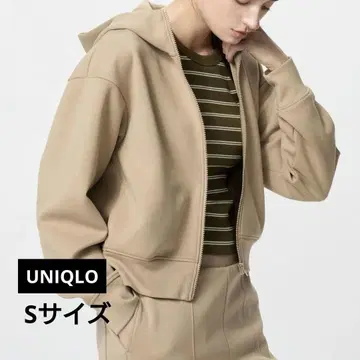 유니클로 드라이 맨투맨 풀 집업 후드티 S 베이지