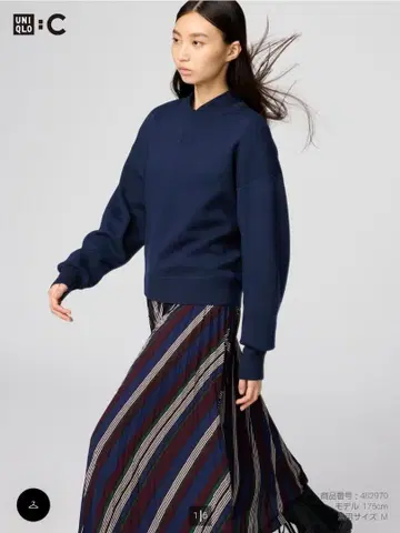 유니클로 C 스무스 코튼 크루넥 스웨터 네이비