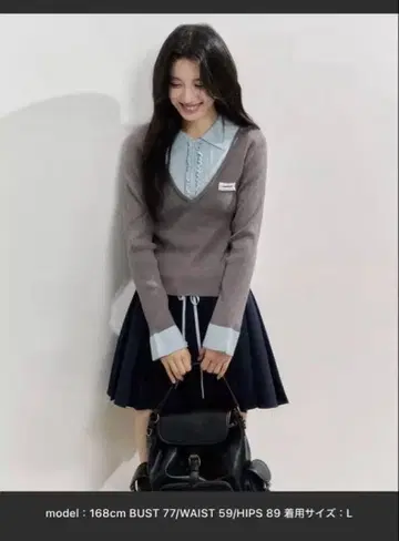 그레이 V넥 니트 스웨터 L 사이즈