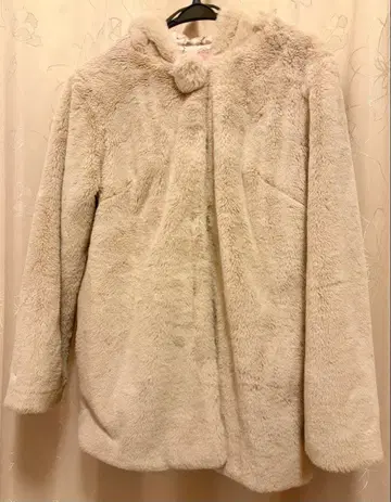 Honey Cinnamon 보아 코트 토끼 귀 포함 베이지 핑크