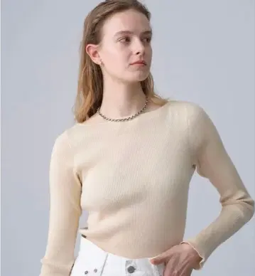 AURALEE x Ron Herman 기가 보트넥 풀오버 베이지