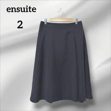 새상품급 엔스위트 플레어 스커트 무릎 기장 스트라이프 레나운 2