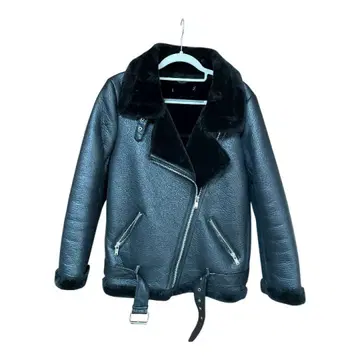 ZARA 블랙 가죽 더블 라이더 자켓