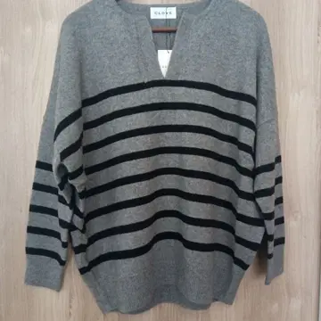 CLOVE 그레이 블랙 스트라이프 니트