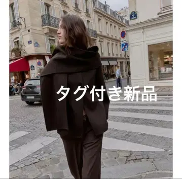 ZARA 자라 울 숏 스카프 코트 M 브라운