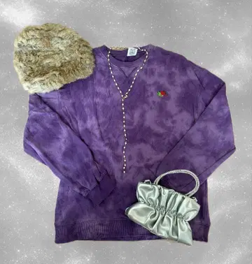 FRUIT OF THE LOOM 퍼플 타이다이 맨투맨