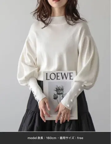 택 포함 새상품 AMELY 벌룬 슬리브 모크넥 니트 FREE