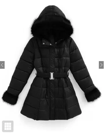 벨트 포함 퍼 A라인 다운 코트