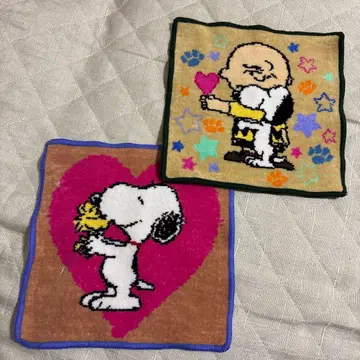 [ 신상/미사용 새상품 ] SNOOPY/셔닐 직조 손수건/2개 세트