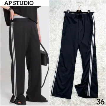24년 신상 AP STUDIO T/W 사이드 라인 팬츠 트랙 팬츠 블랙