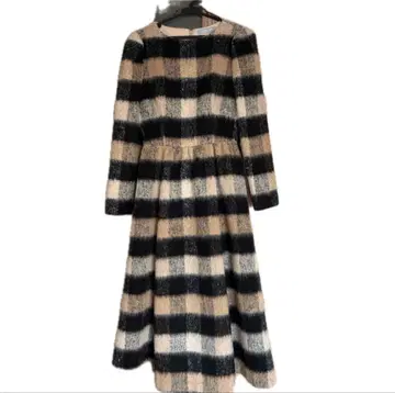 SEVENTEN 샤기 울 체크 원피스 S