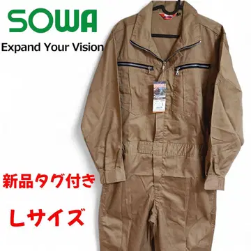 택 포함 새상품 SOWA 라이트 브라운 오버롤 L 사이즈 작업복