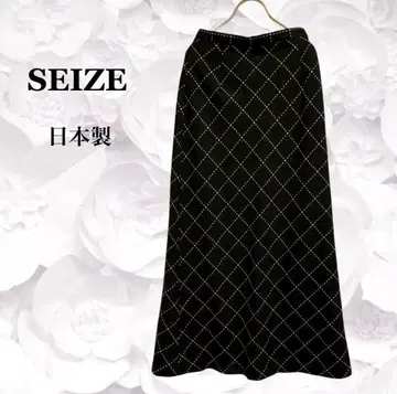 [세즈] 롱 스커트 [F] 블랙 체크 격자 무늬 A라인 일본제
