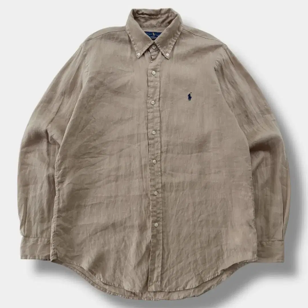 Polo Ralph Lauren Linen QR Label Beige Linen Shirt