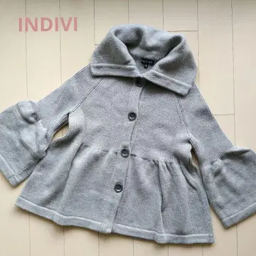 미사용품 INDIVI 인디비 니트 가디건 그레이