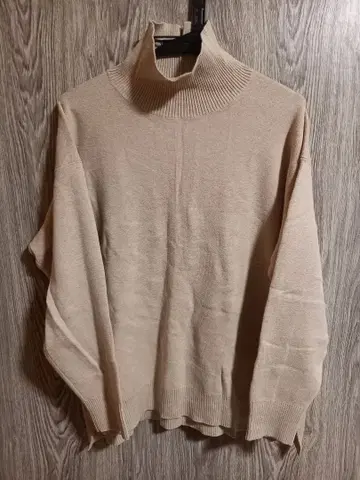 베이지 터틀넥 니트 긴팔