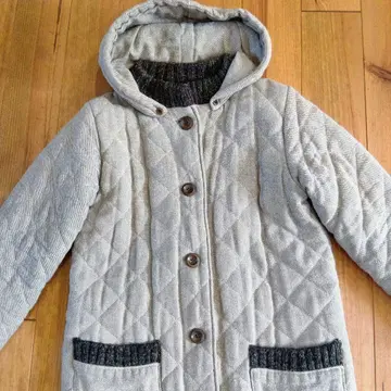 퀼팅 후드 부착 롱 코트