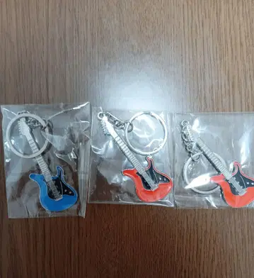 기타 모양 키링 파랑 빨간색 세트