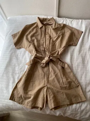 유니클로 uniqlo 베이지 반팔 셔츠 원피스 XS