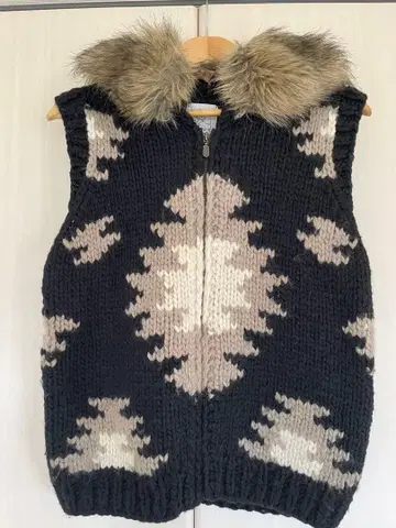 기하학 패턴 니트 베스트 퍼 포함