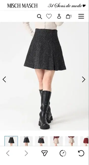 MISCH MASCH / 스팬 라메 모듬 미니 스커트