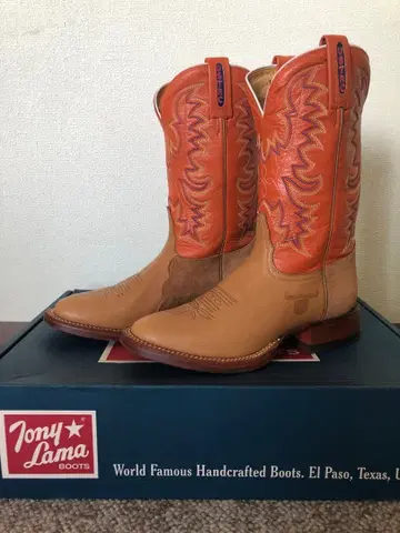 새상품급 Tony Lama 웨스턴 부츠 오렌지/베이지 레어 색상