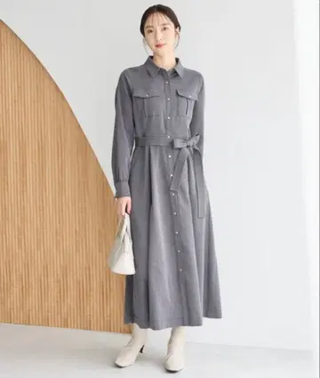 미사용 그레이 긴팔 셔츠 원피스