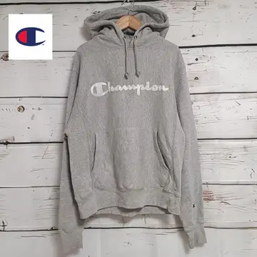 Champion 자수 로고 후드티 그레이