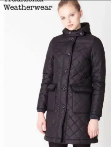 트래디셔널 웨더웨어 보아 안감 퀼팅 코트 블랙 34