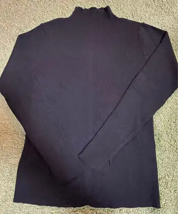 이시카와 라보 상품 [크로셰] 블랙 리브 하이넥 긴팔 상의