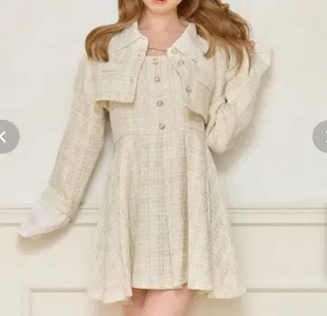 apres jour 트위드 셋업 미니 원피스 숏 자켓